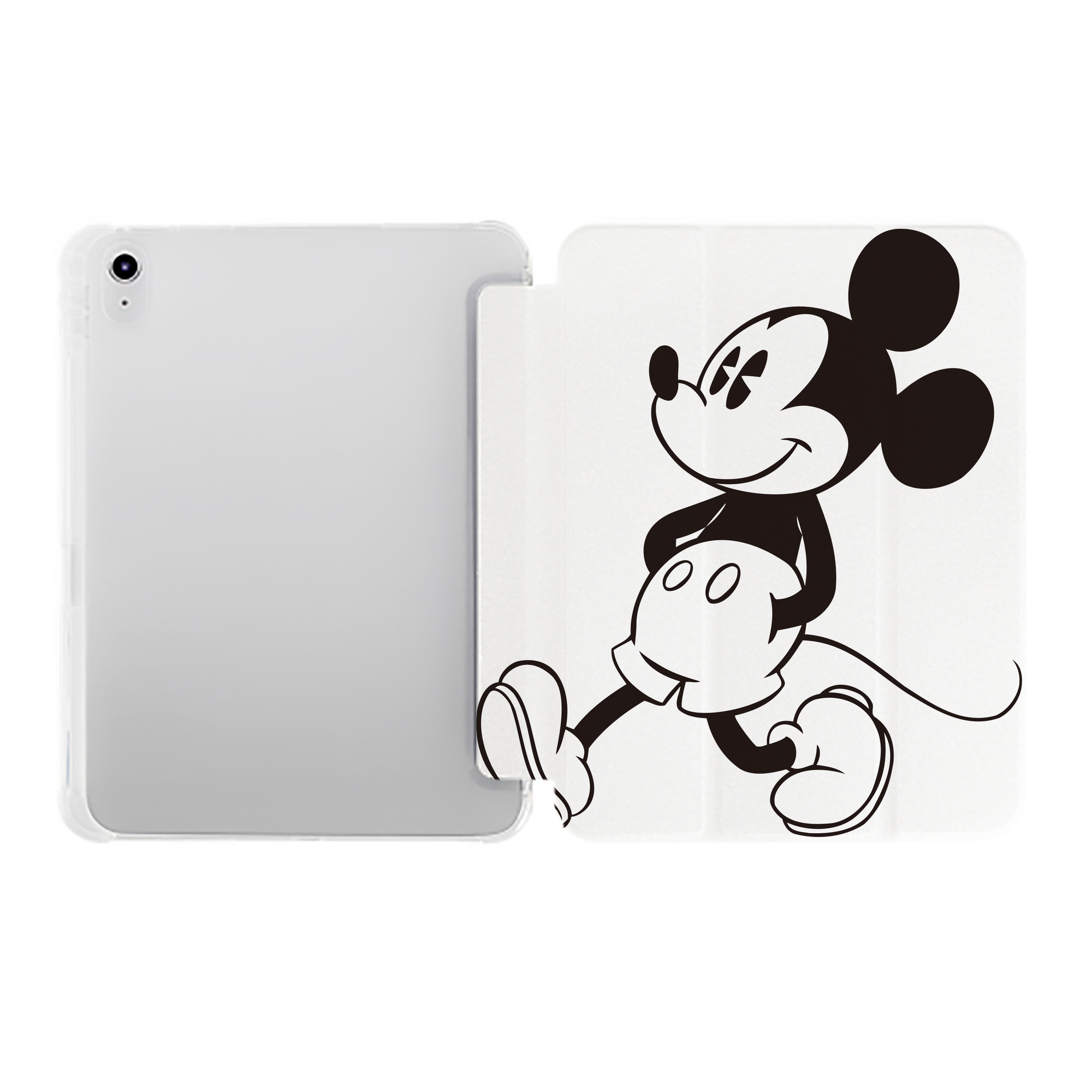 （画像用） ミッキーマウス Mickey Mouse IPad ケース ペン収納付き 三つ折りスタンド PUレザー×シリコン 対応機種9.5/10.5/10.9インチ